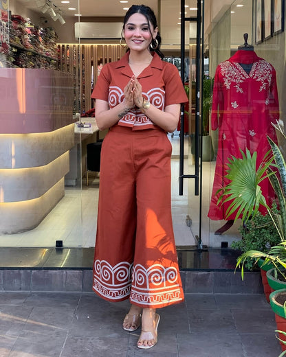 Premium Cotton Co-ord Set (Orange)