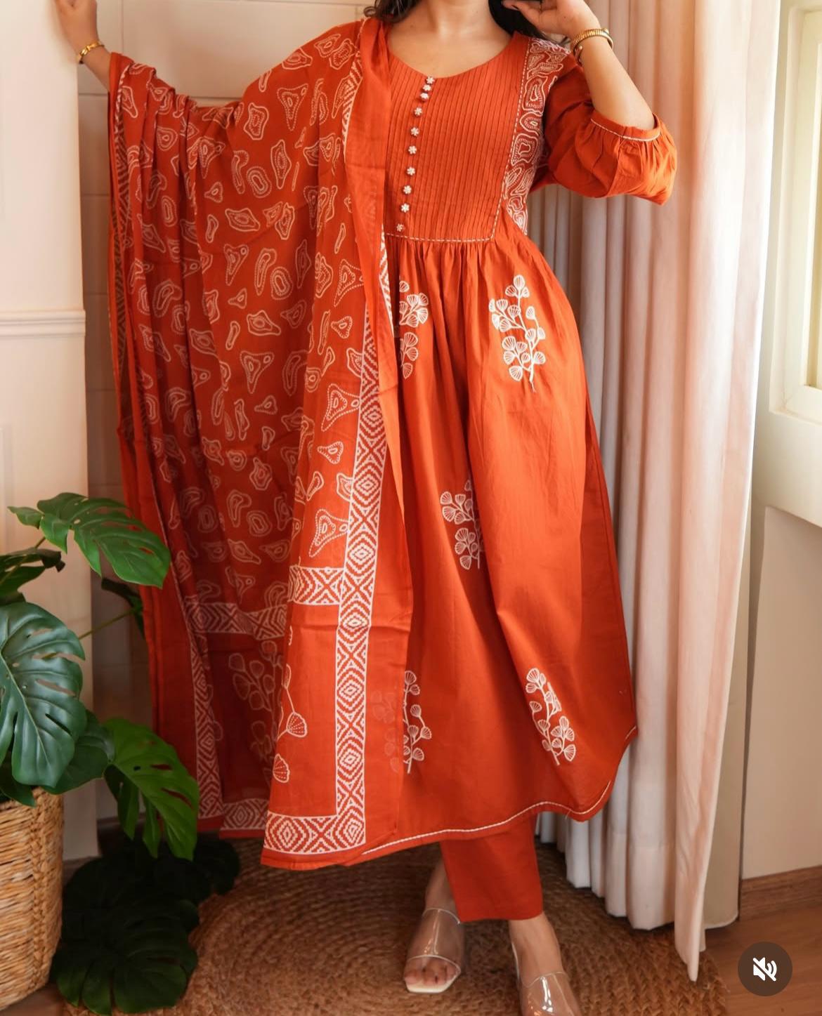 Pure Cotton Printed Kurta Set with Dupatta For Woman