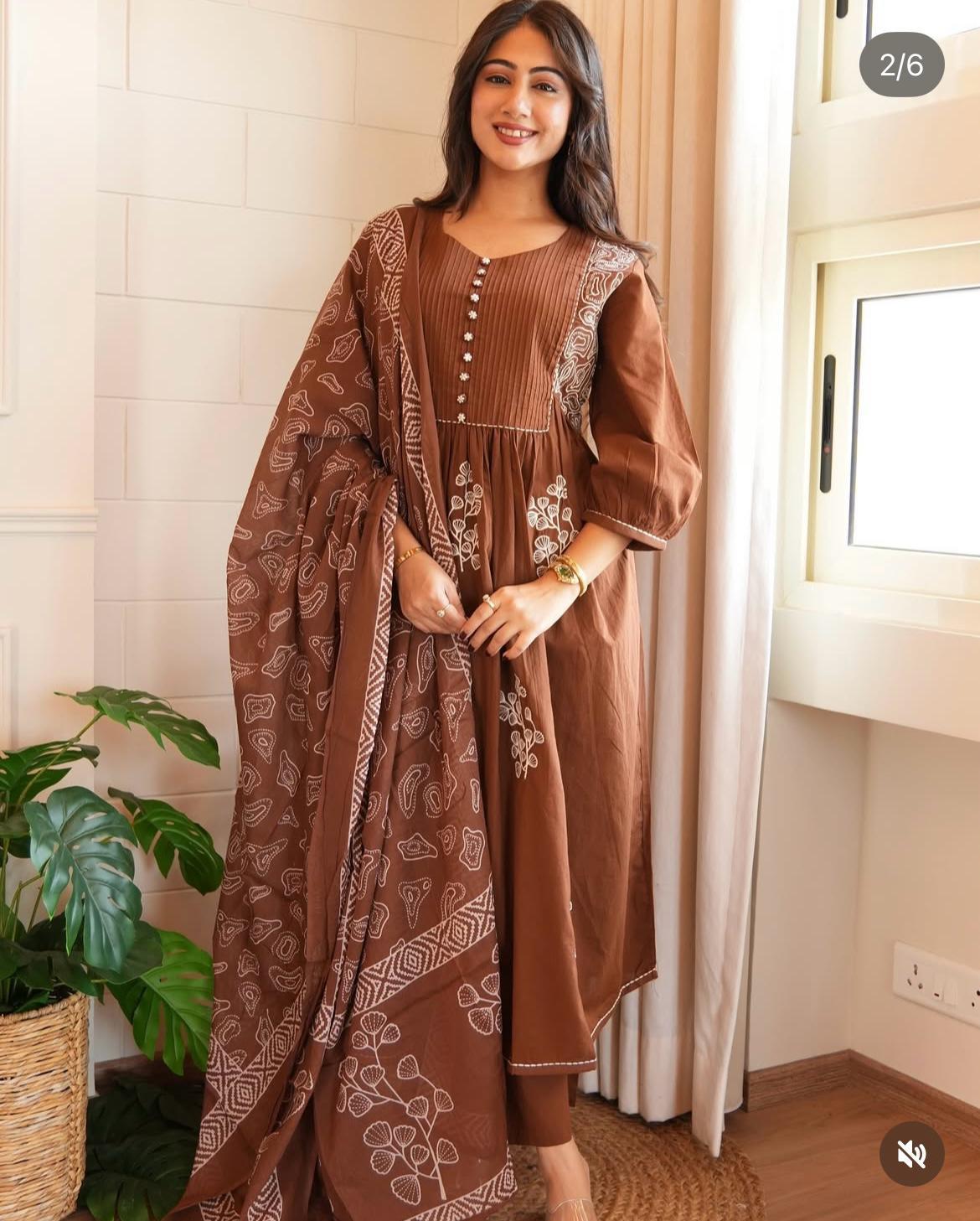 Pure Cotton Printed Kurta Set with Dupatta For Woman