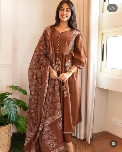 Pure Cotton Printed Kurta Set with Dupatta For Woman