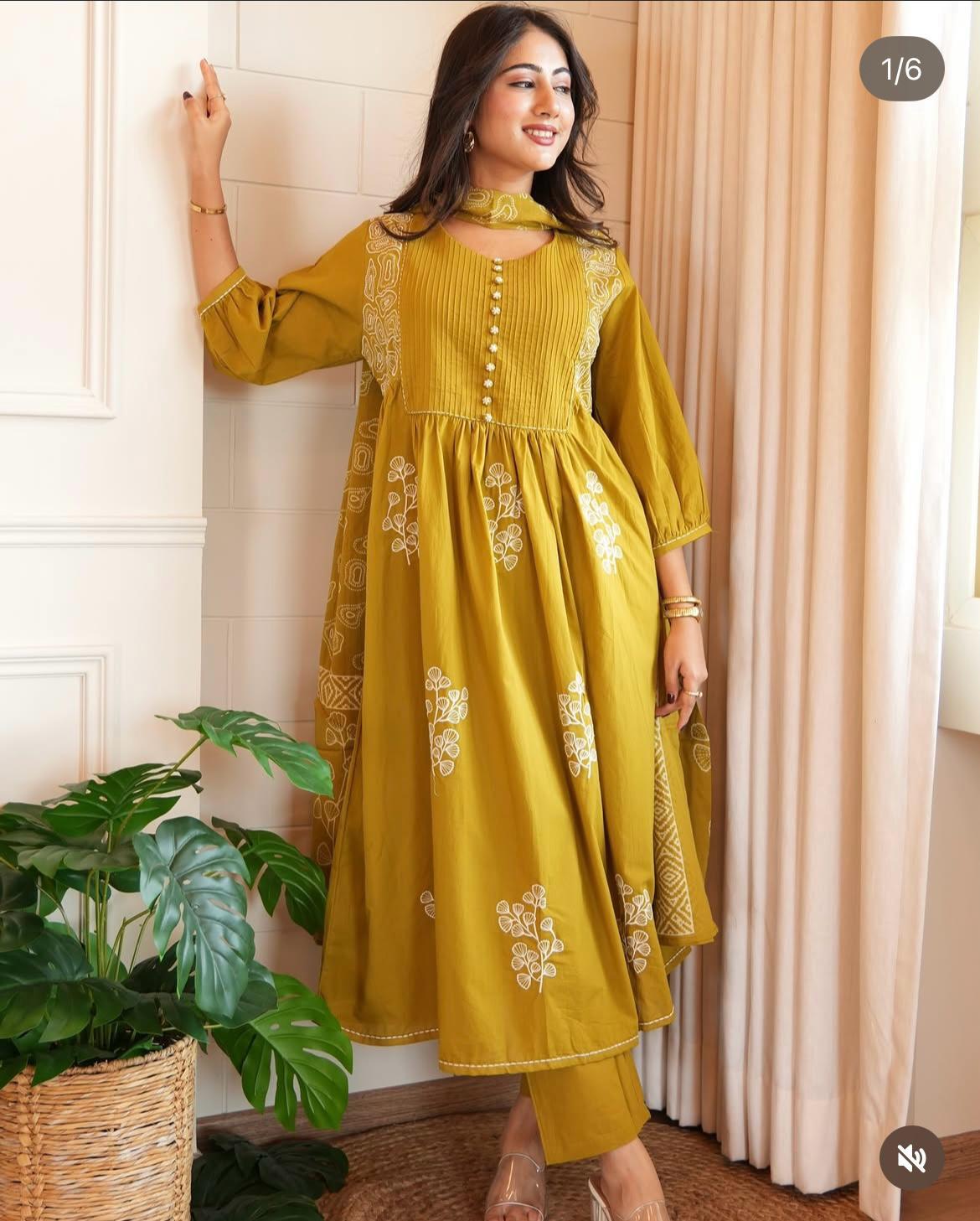 Pure Cotton Printed Kurta Set with Dupatta For Woman