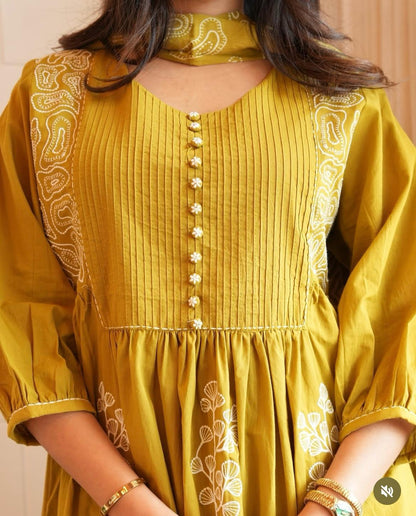 Pure Cotton Printed Kurta Set with Dupatta For Woman
