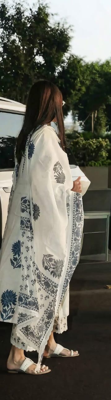 Noor Blue Floral Cotton Suit Set