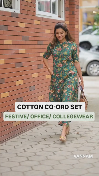Green Floral Cotton Co-Ord Set